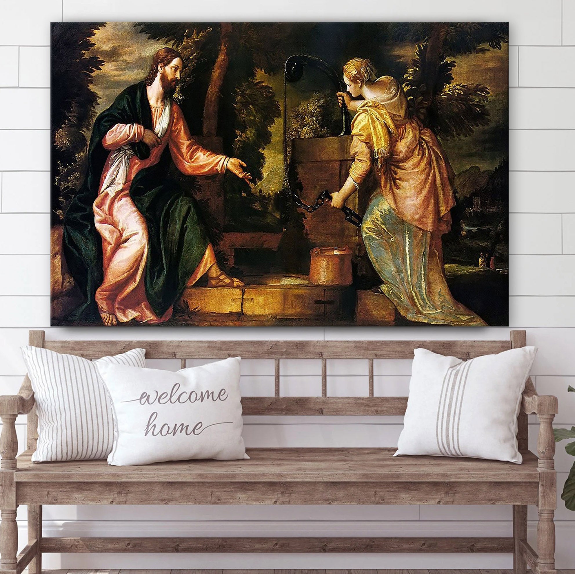 Christ And The Woman Of Samaria Canvas Pictures – Jesus Christ Canvas Art – Christian Wall Canvas