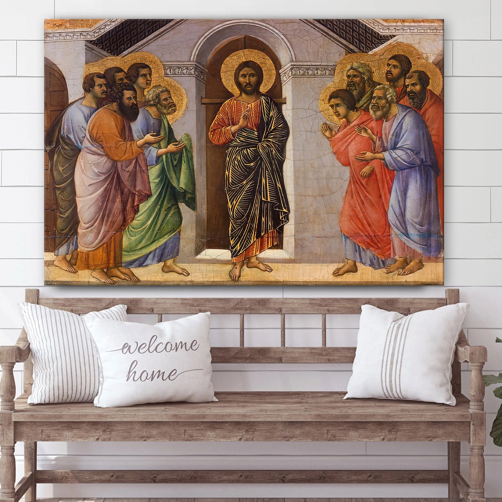 Christ Appears To Apostles Behind Closed Doors Canvas Wall Art – Christian Canvas Wall Decor – Religious Wall Art Canvas