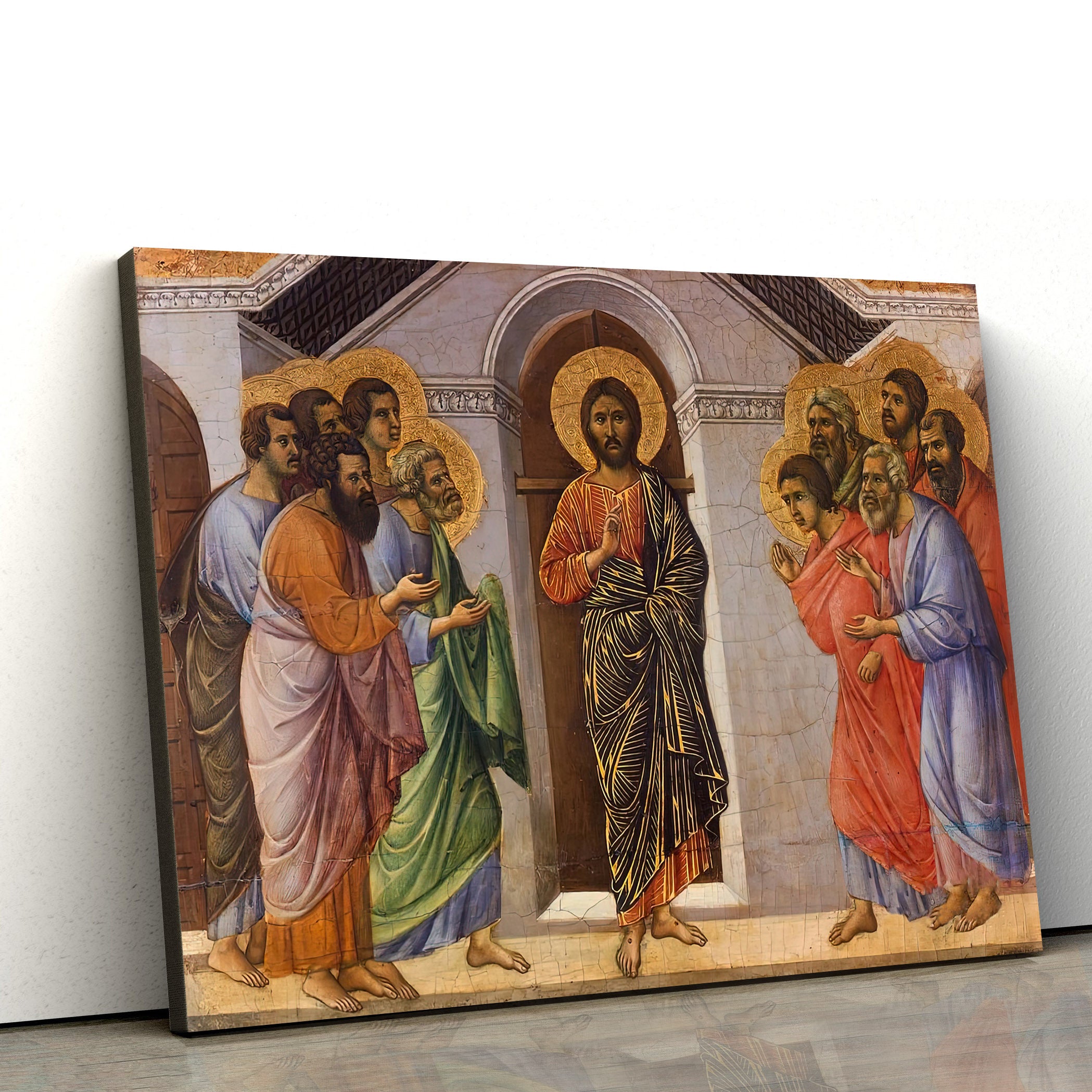 Christ Appears To Apostles Behind Closed Doors Canvas Wall Art – Christian Canvas Wall Decor – Religious Wall Art Canvas