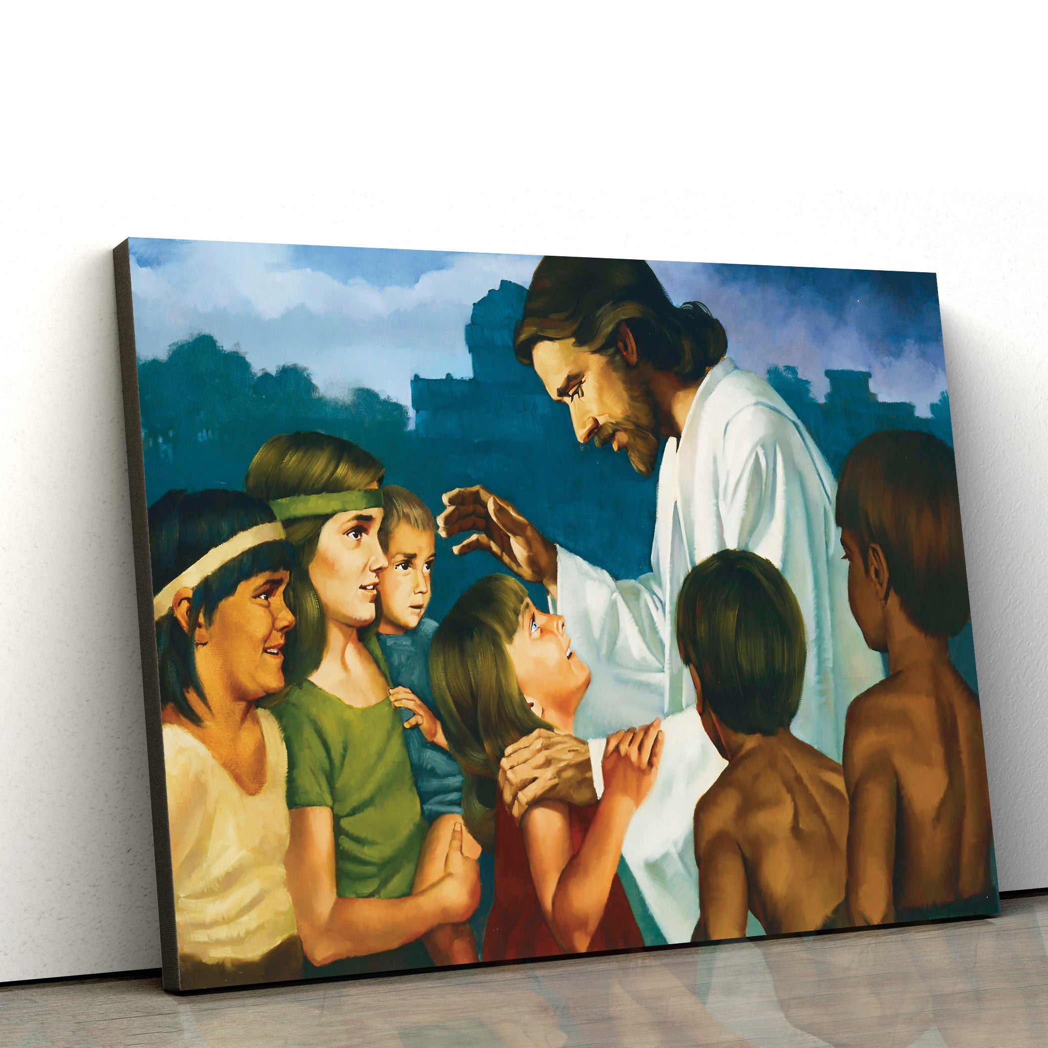 Christ Blessing The Nephite Children Canvas Wall Art – Christian Canvas Pictures – Religious Canvas Wall Art