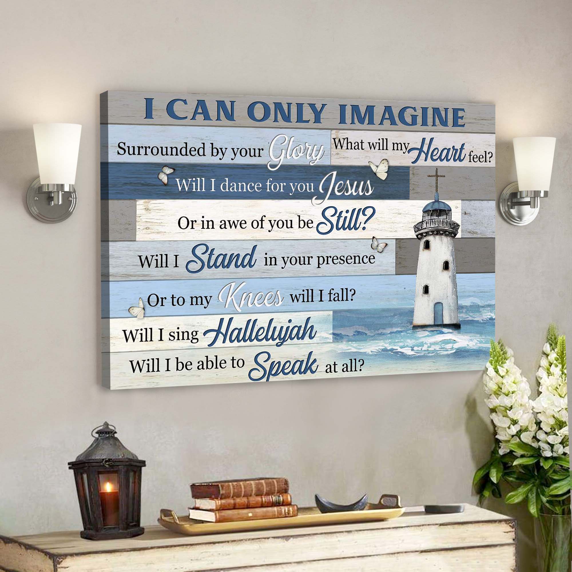 Christ Lighthouse – I Can Only Imagine Canvas Wall Art – Bible Verse Canvas – Scripture Canvas Wall Art