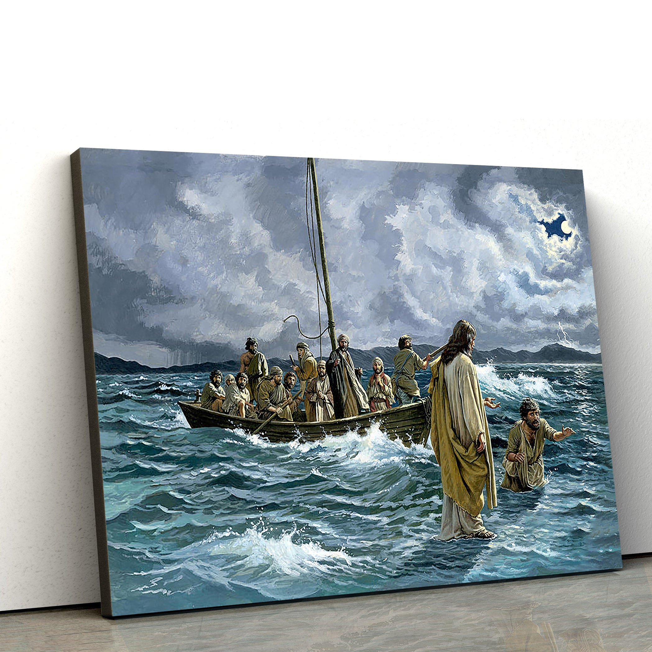 Christ Walking On The Sea Of Galilee Canvas Pictures – Jesus Canvas Pictures – Christian Wall Art