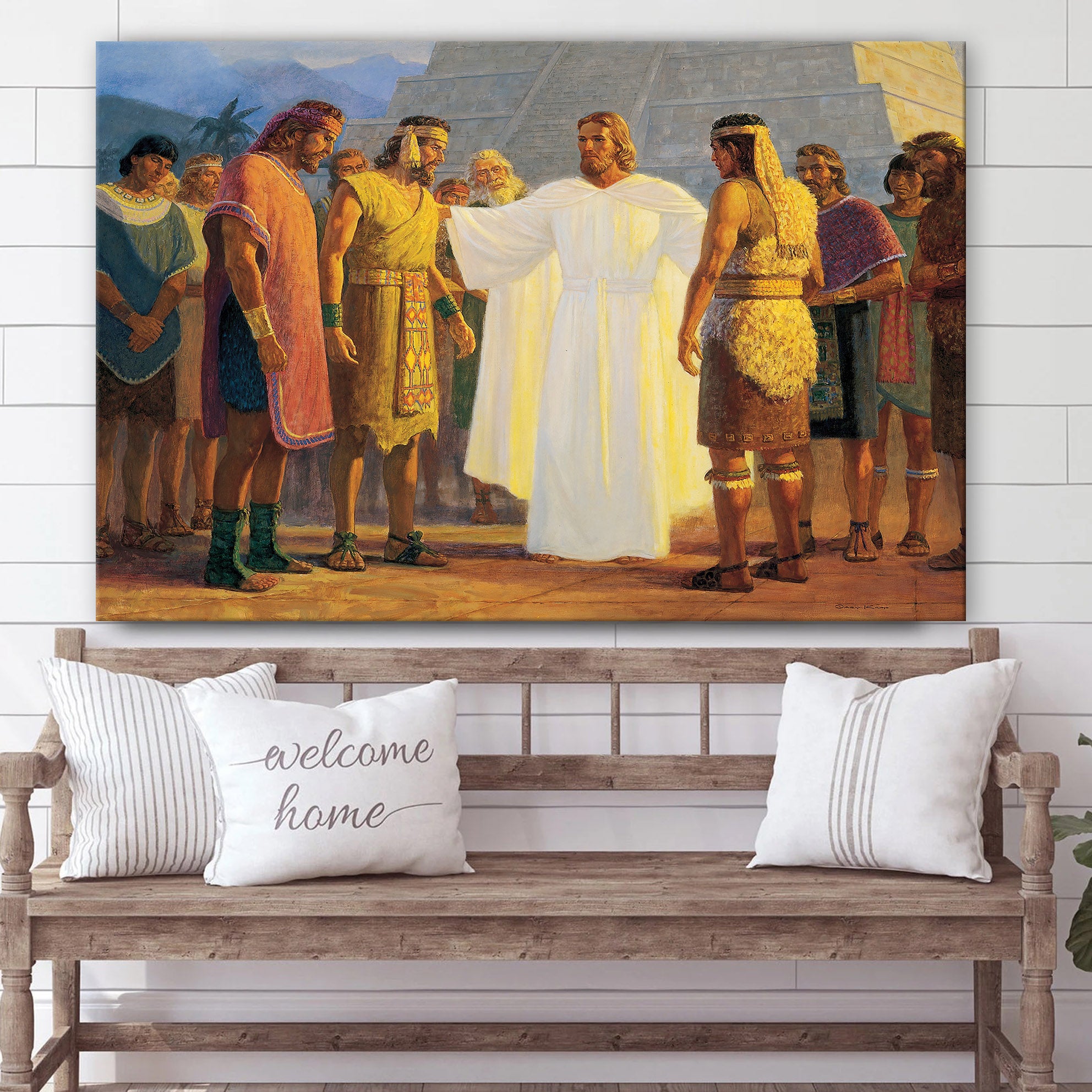 Christ With Three Nephite Disciples Canvas Wall Art – Christian Canvas Pictures – Religious Canvas Wall Art