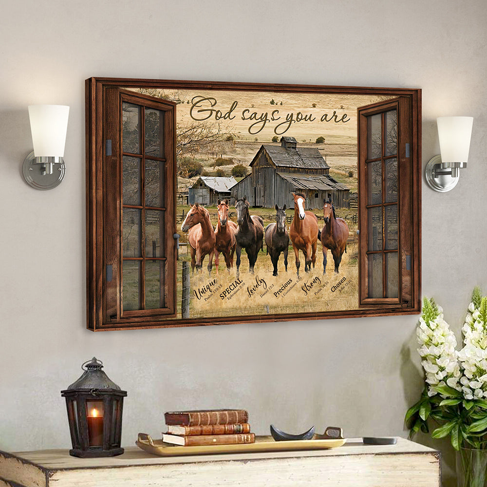 Christian Canvas Art – Scripture Canvas – Bible Verse Wall Art Canvas -God Says You Are Horse Canvas Poster