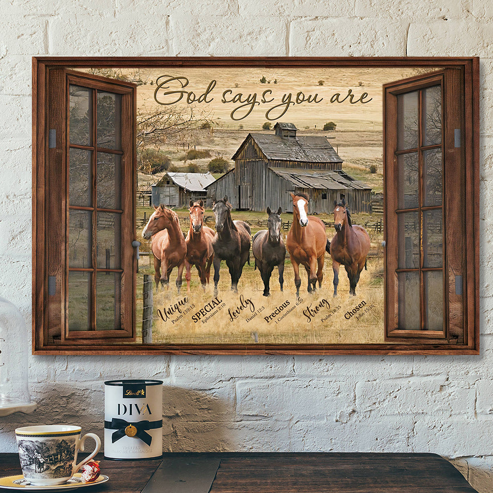 Christian Canvas Art – Scripture Canvas – Bible Verse Wall Art Canvas -God Says You Are Horse Canvas Poster