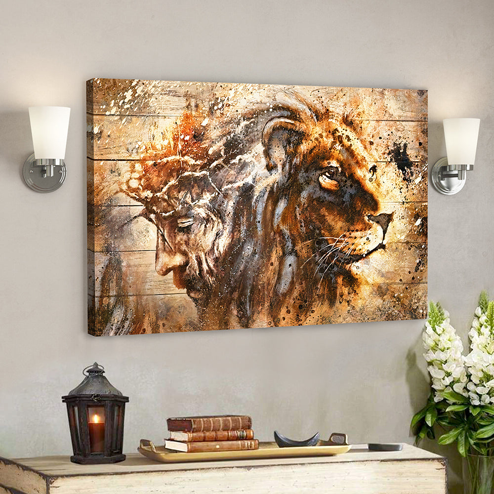 Christian Canvas Art – Scripture Wall Decor – Wall Art – Jesus & Lion Canvas Poster