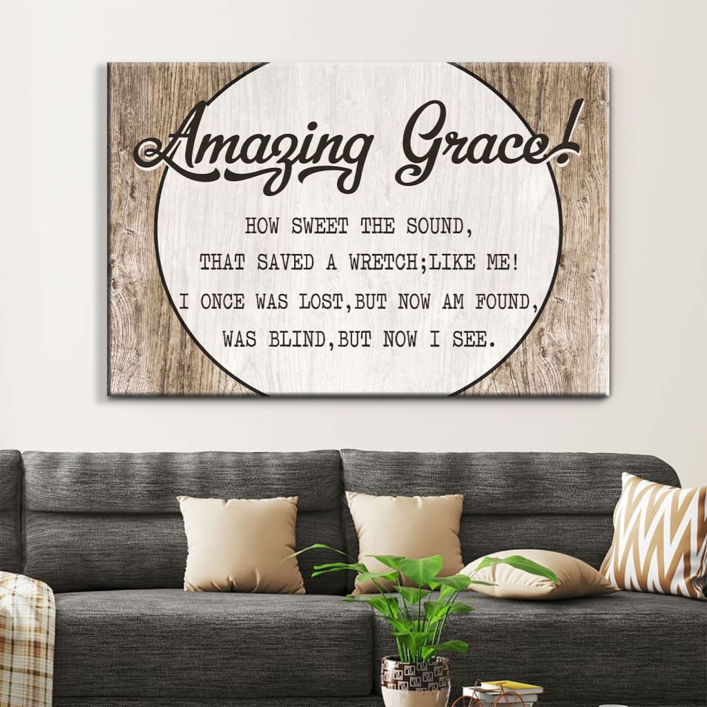 Christian Canvas Wall Art Amazing Grace How Sweet The Sound Canvas Print – Religious Wall Decor