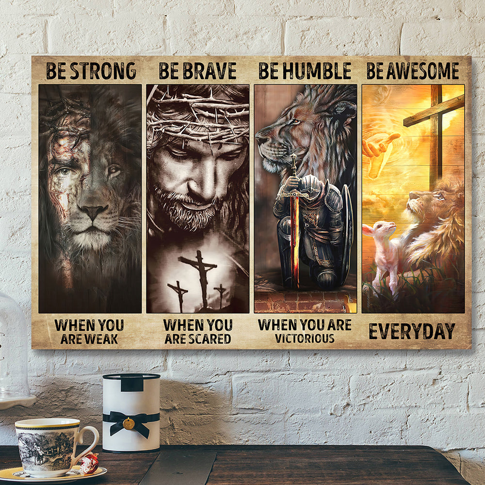 Christian Canvas Wall Art – Bible Verse Canvas Painting – Lion And Jesus Cry Canvas Poster