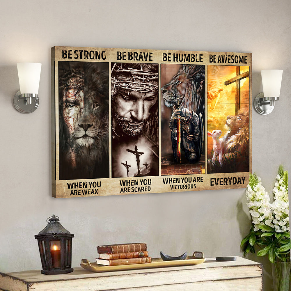 Christian Canvas Wall Art – Bible Verse Canvas Painting – Lion And Jesus Cry Canvas Poster