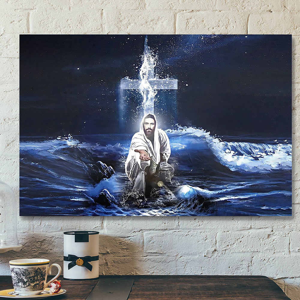 Christian Canvas Wall Art – Scripture Canvas – Jesus Hands Saves Christian Poster