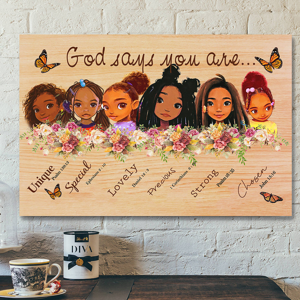 Christian Canvas Wall Art – Scripture Wall Decor – God Say You Are Baby Girl Canvas Poster