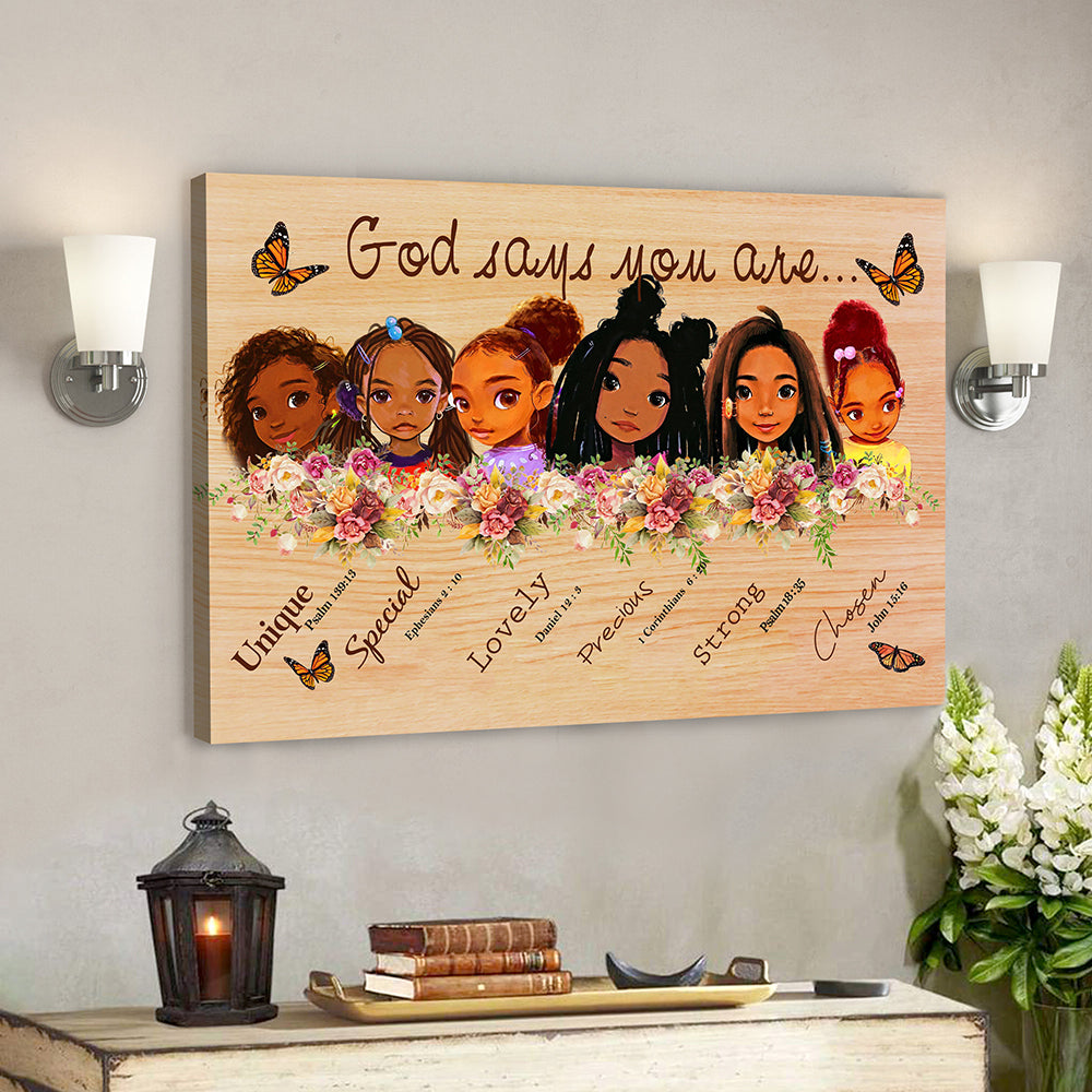 Christian Canvas Wall Art – Scripture Wall Decor – God Say You Are Baby Girl Canvas Poster