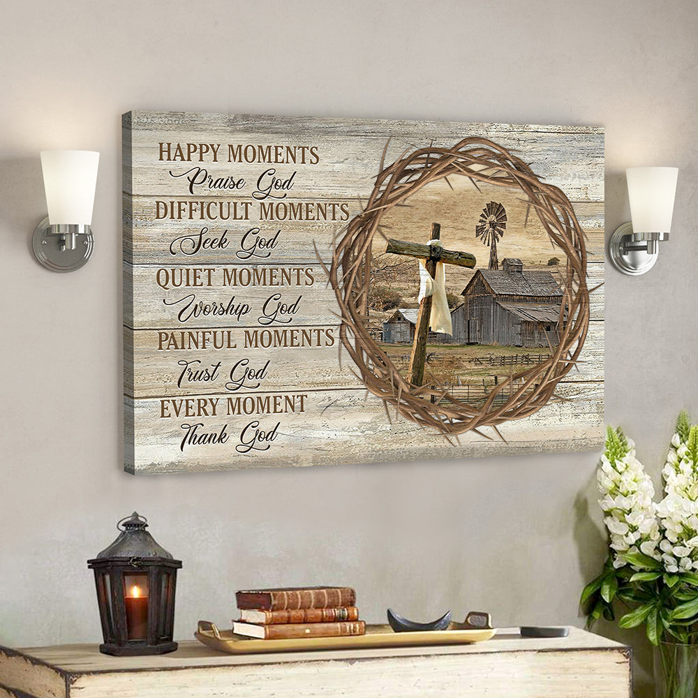 Christian Canvas Wall Art – Scripture Wall Decor – Happy Moments Praise God Canvas Poster