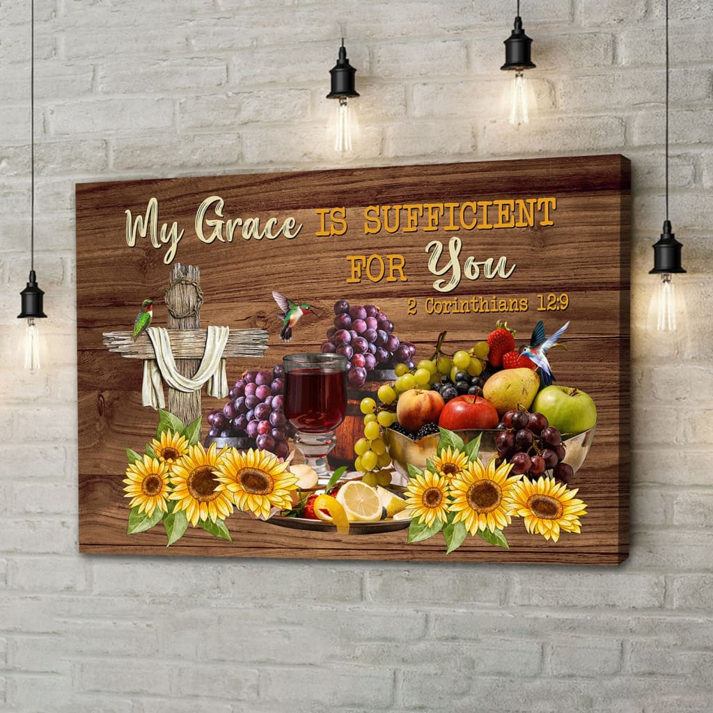 Christian Wall Art 2 Corinthians 129 My Grace Is Sufficient For You Canvas Print – Religious Wall Decor