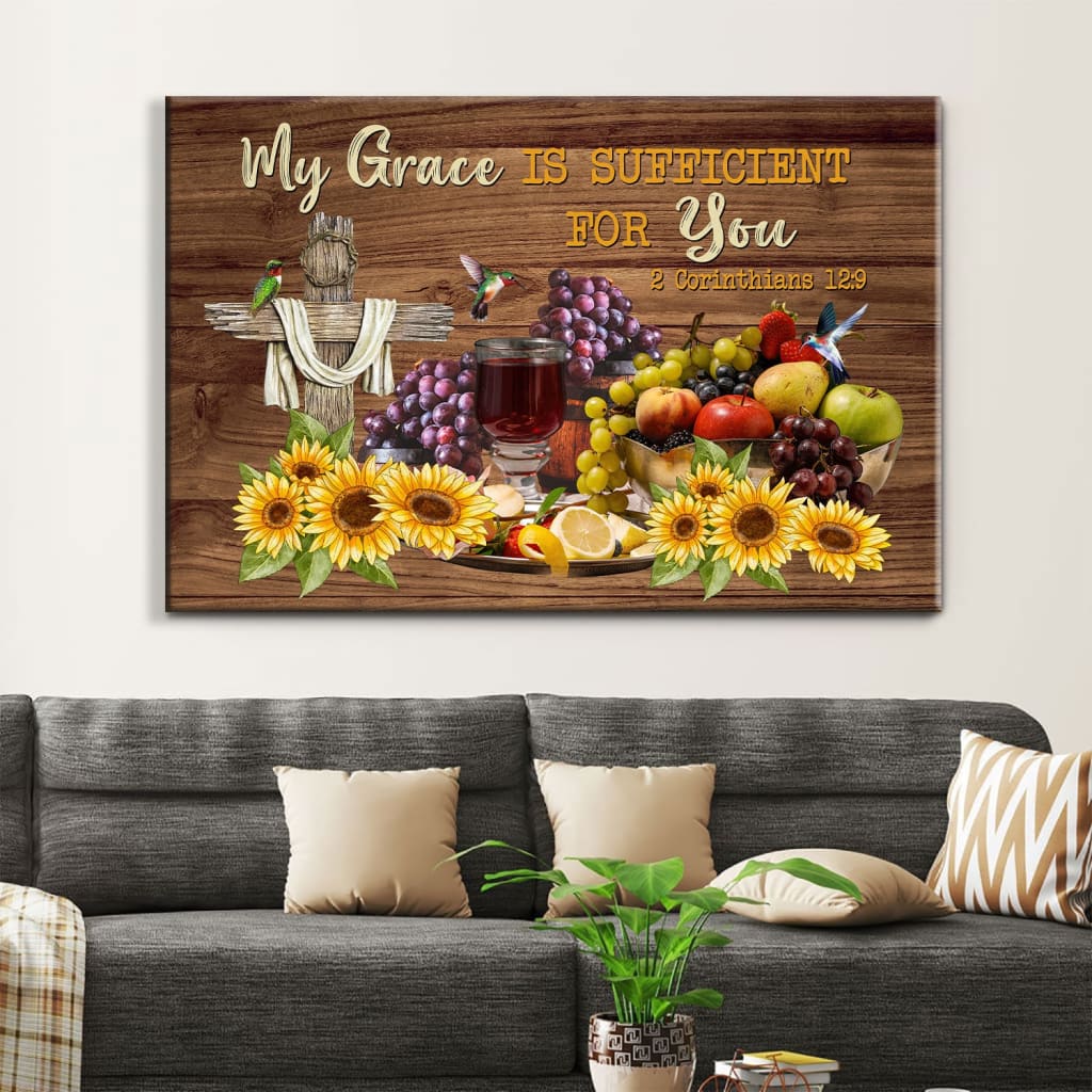 Christian Wall Art 2 Corinthians 129 My Grace Is Sufficient For You Canvas Print – Religious Wall Decor