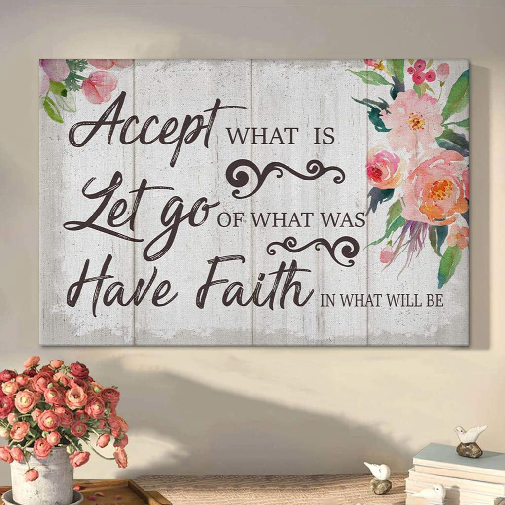 Christian Wall Art Accept What Is Let Go Of Was Canvas Print – Religious Canvas Painting