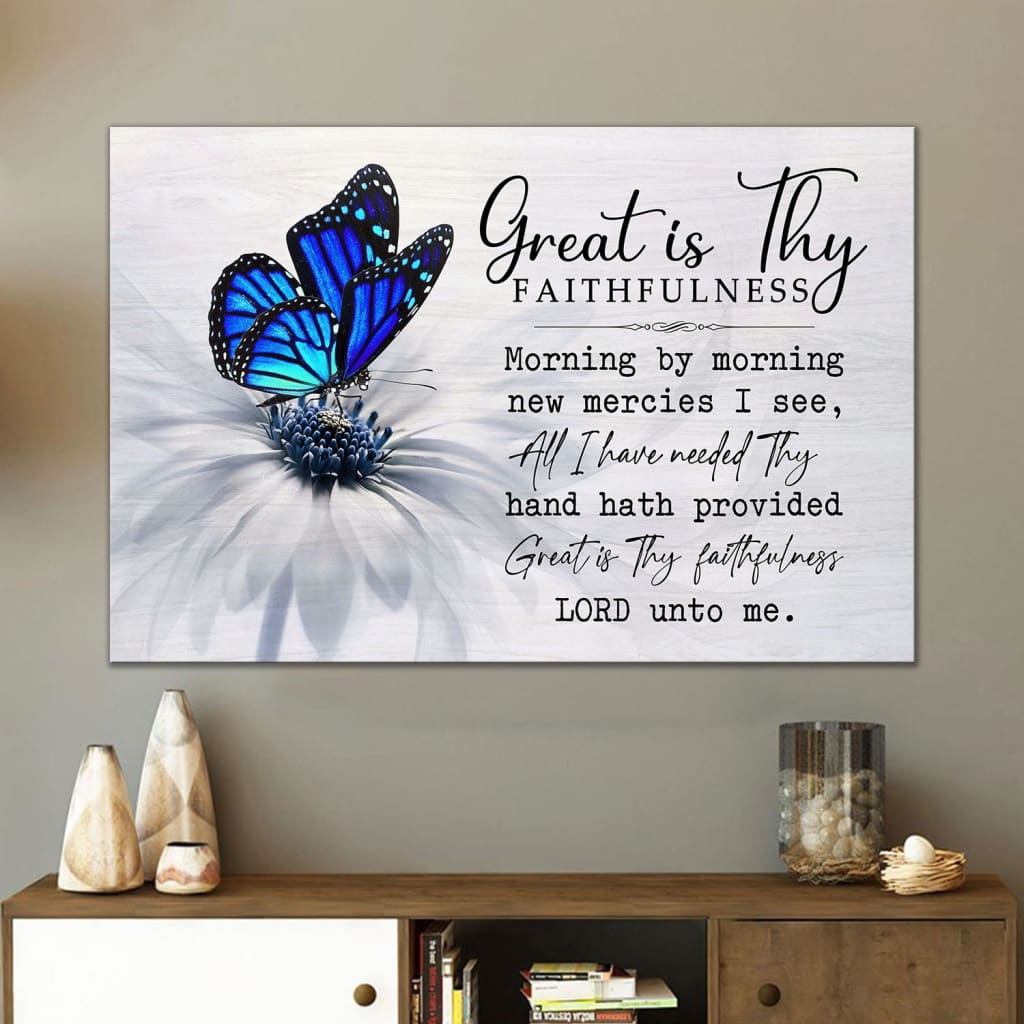 Christian Wall Art Great Is Thy Faithfulness Wall Art Canvas – Religious Wall Decor