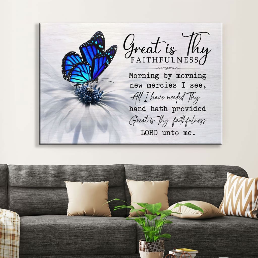 Christian Wall Art Great Is Thy Faithfulness Wall Art Canvas – Religious Wall Decor