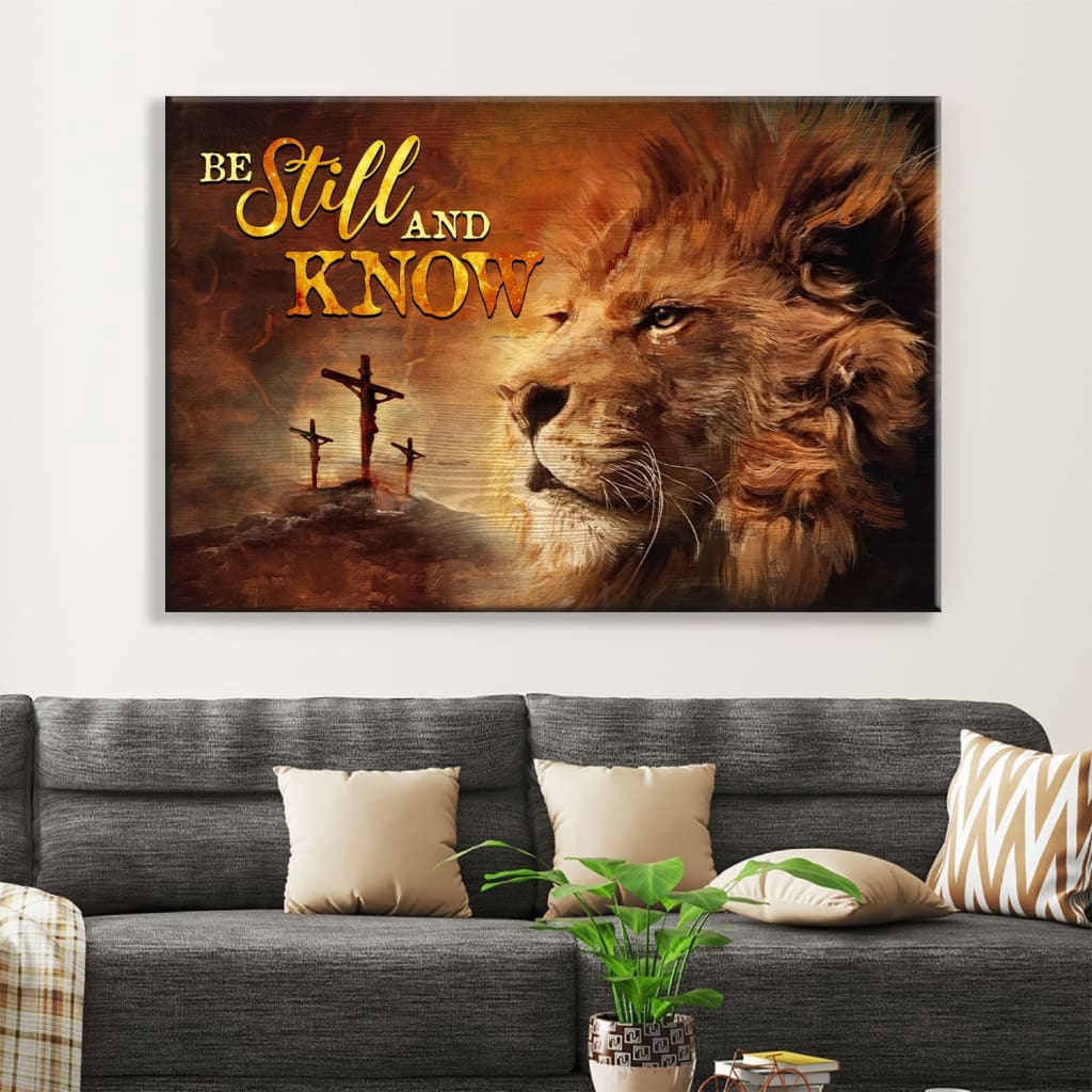 Christian Wall Art Lion Of Judah, Be Still And Know Canvas Print – Religious Wall Decor