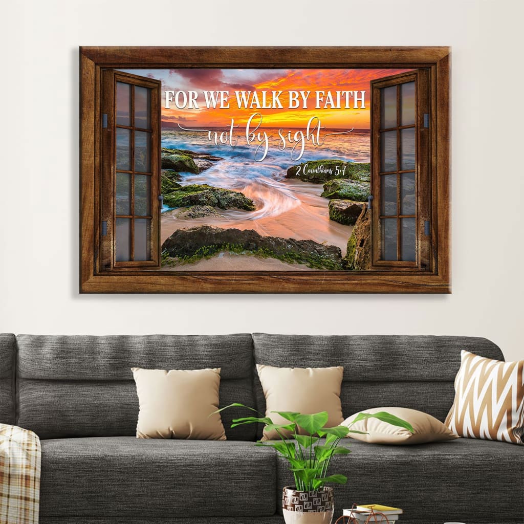 Christian Wall Decor For We Walk By Faith Not By Sight Wall Art Canvas – Religious Wall Decor