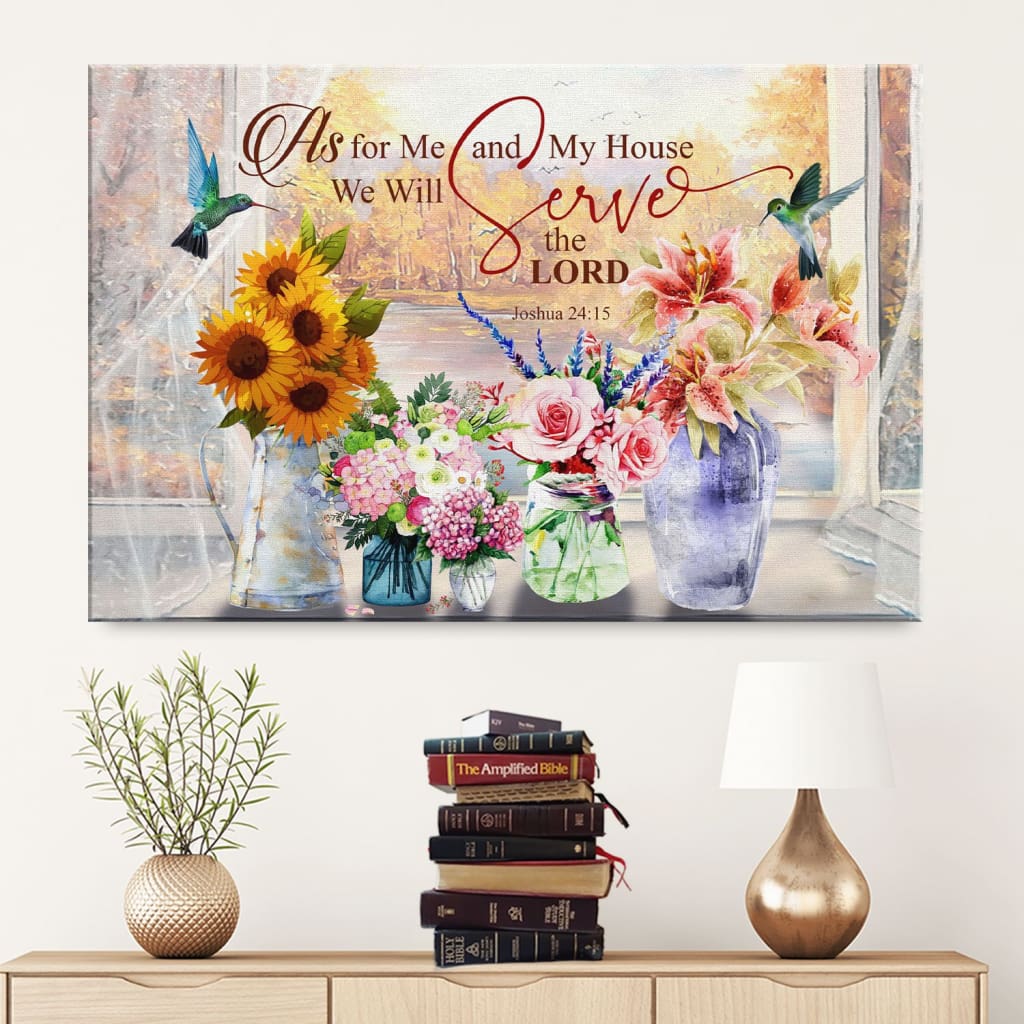 Christian Wall Decor Joshua 2415 Kjv Floral Hummingbird Canvas Wall Art – Religious Wall Decor