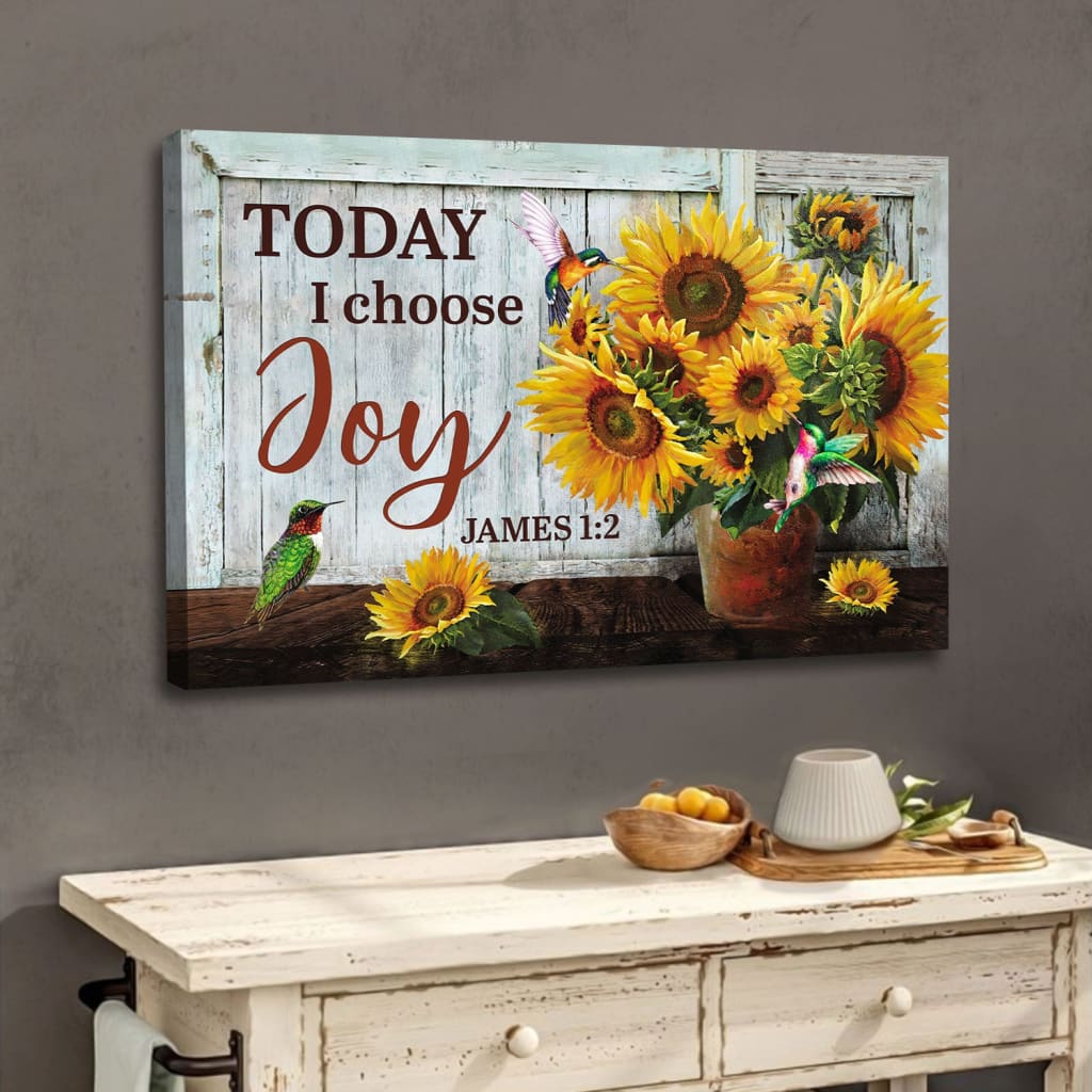 Christian Wall Decor Today I Choose Joy, Sunflower Wall Art Canvas – Religious Wall Decor