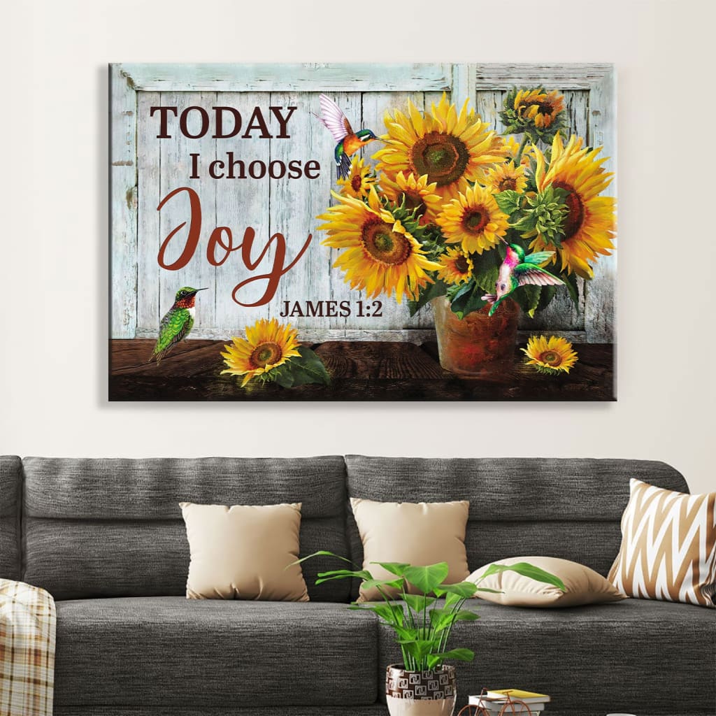 Christian Wall Decor Today I Choose Joy, Sunflower Wall Art Canvas – Religious Wall Decor