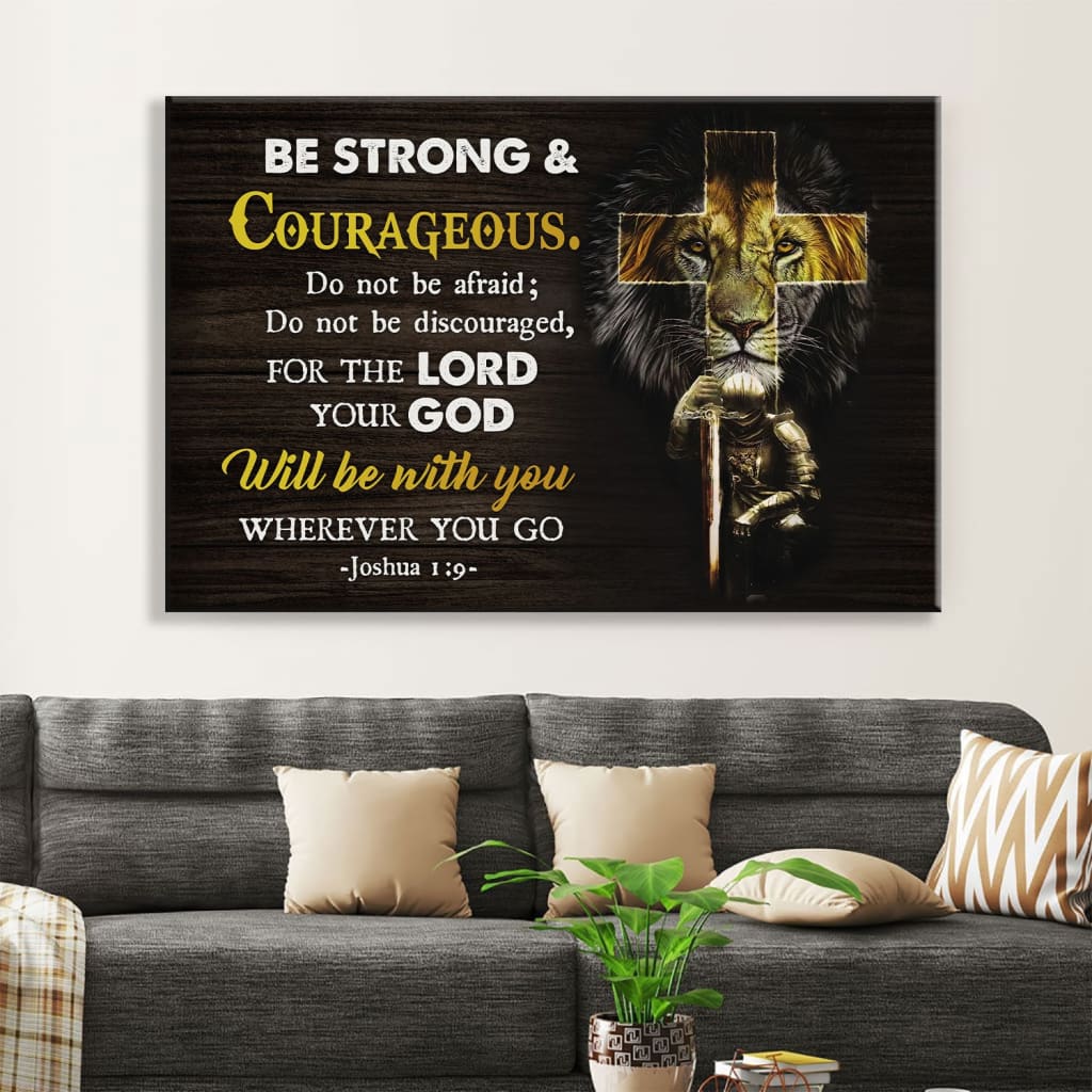 Christian Warrior Be Strong And Courageous Joshua 19 Wall Art Canvas Print – Religious Wall Decor