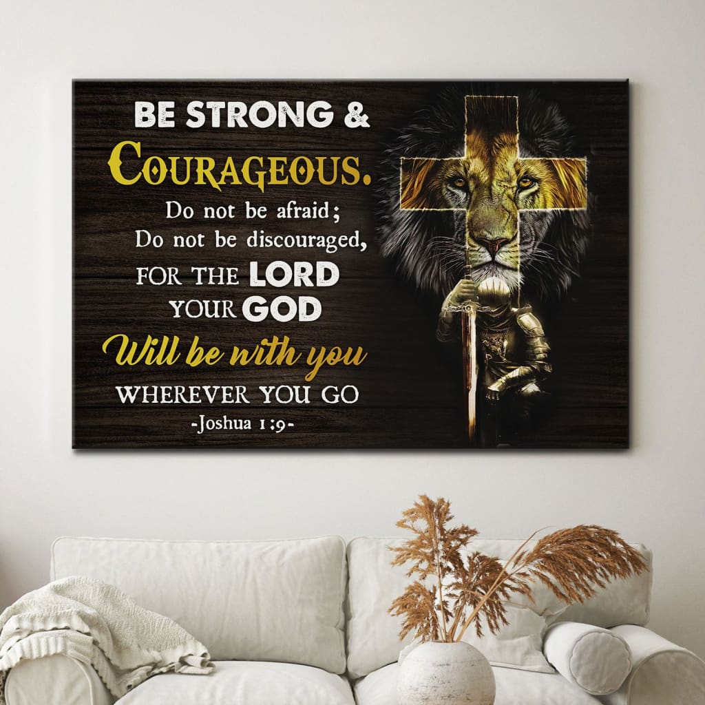 Christian Warrior Be Strong And Courageous Joshua 19 Wall Art Canvas Print – Religious Wall Decor