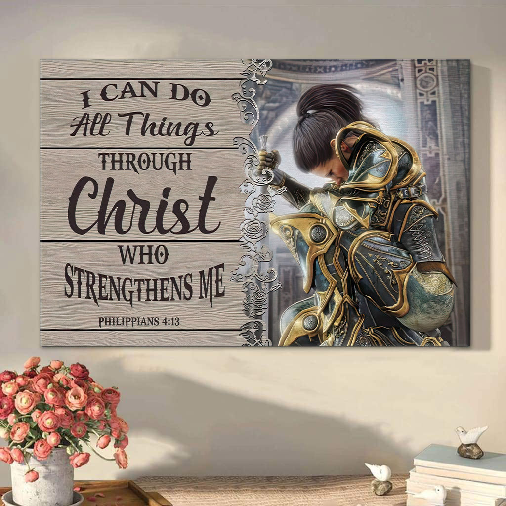 Christian Warrior Philippians 413 I Can Do All Things Through Christ Canvas Wall Art