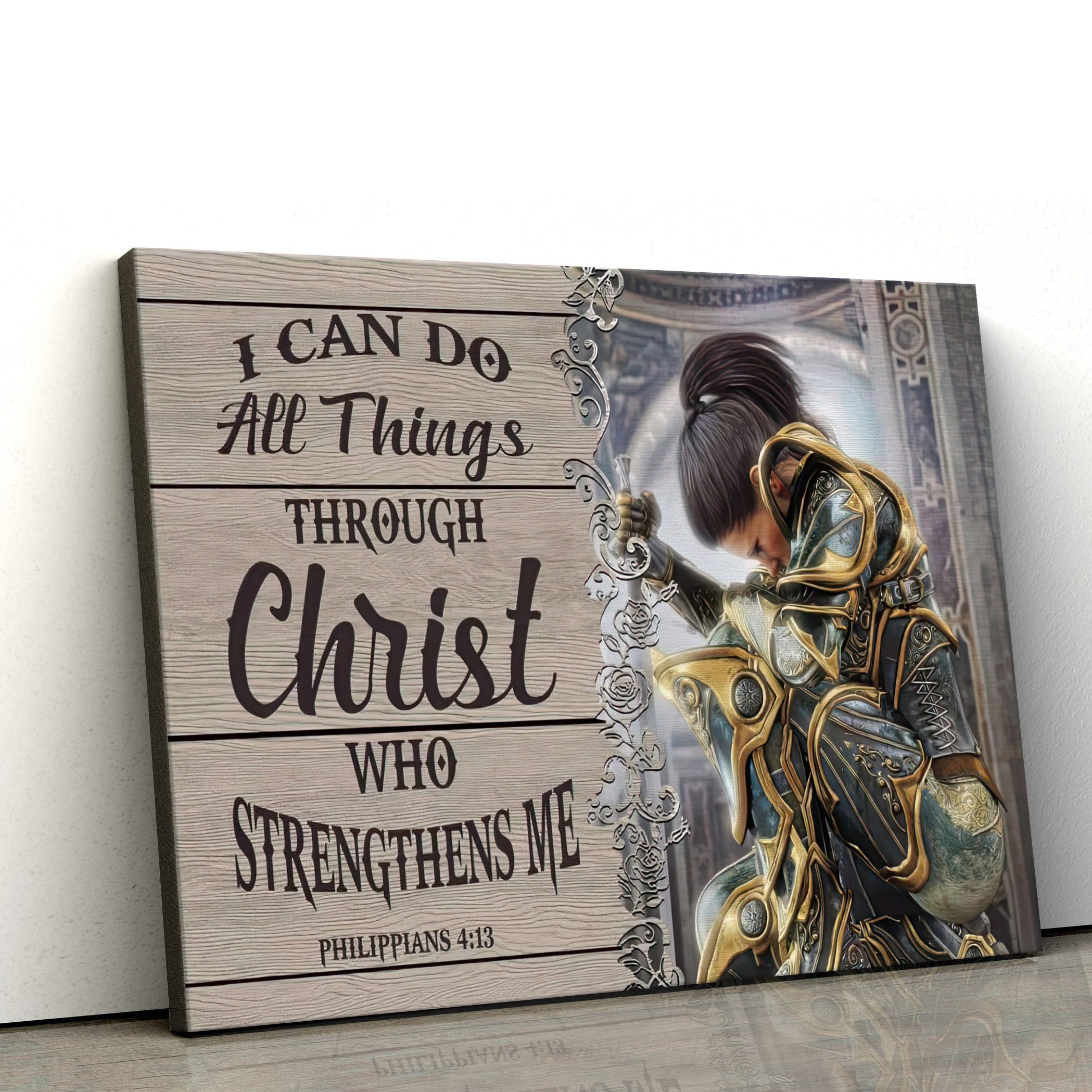 Christian Warrior Philippians 413 I Can Do All Things Through Christ Canvas Wall Art