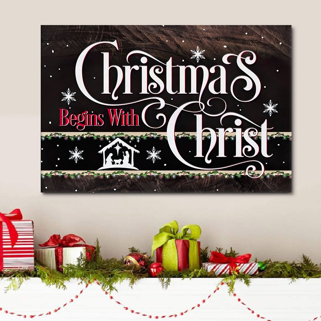 Christmas Begins With Christ Jesus Born Wall Art Canvas Christian Gifts – Religious Canvas Painting