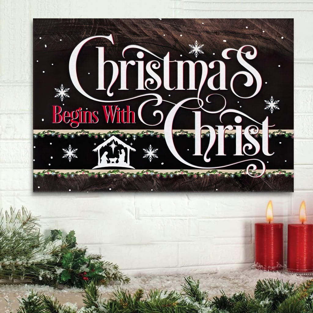 Christmas Begins With Christ Jesus Born Wall Art Canvas Christian Gifts – Religious Canvas Painting