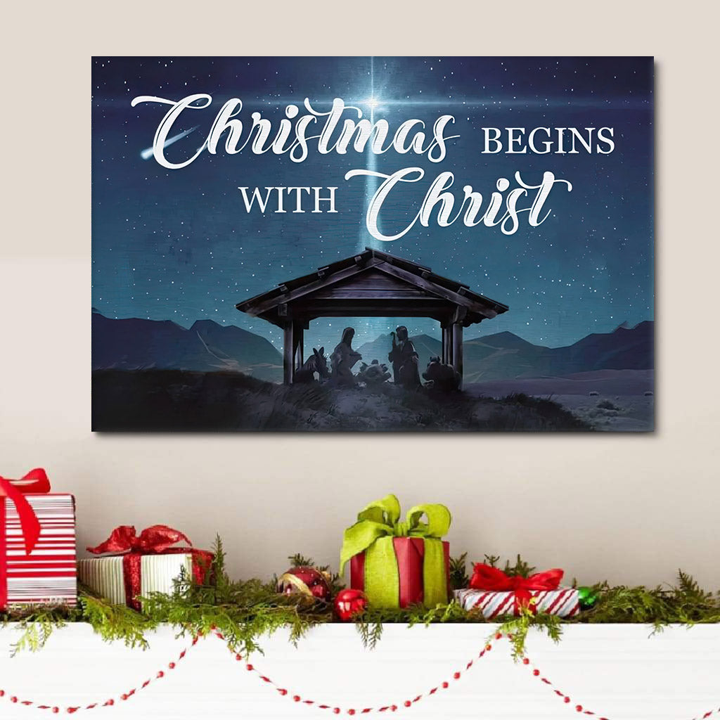 Christmas Begins With Christ Wall Art Canvas Christian Gifts – Art On Wall – Christian Wall Art