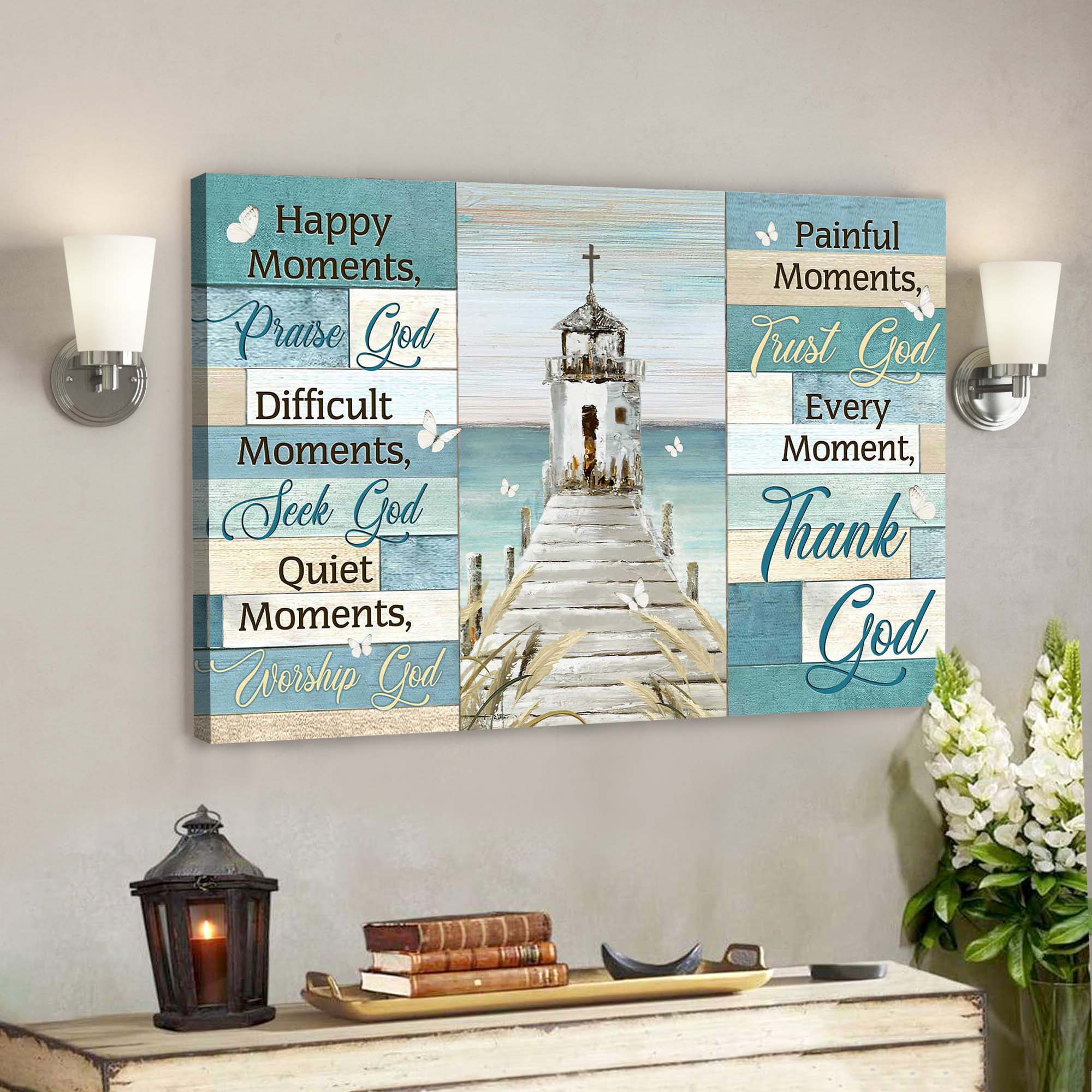 Church By The River – Every Moment Thank God Canvas Wall Art – Bible Verse Canvas – Scripture Canvas Wall Art