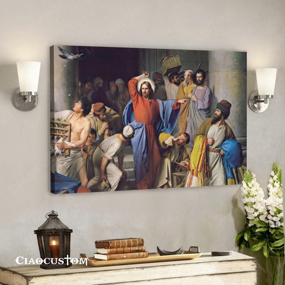 Cleansing Of The Temple Jesus – Jesus Canvas Painting – Jesus Canvas Art – Jesus Poster – Jesus Canvas – Christian Gift