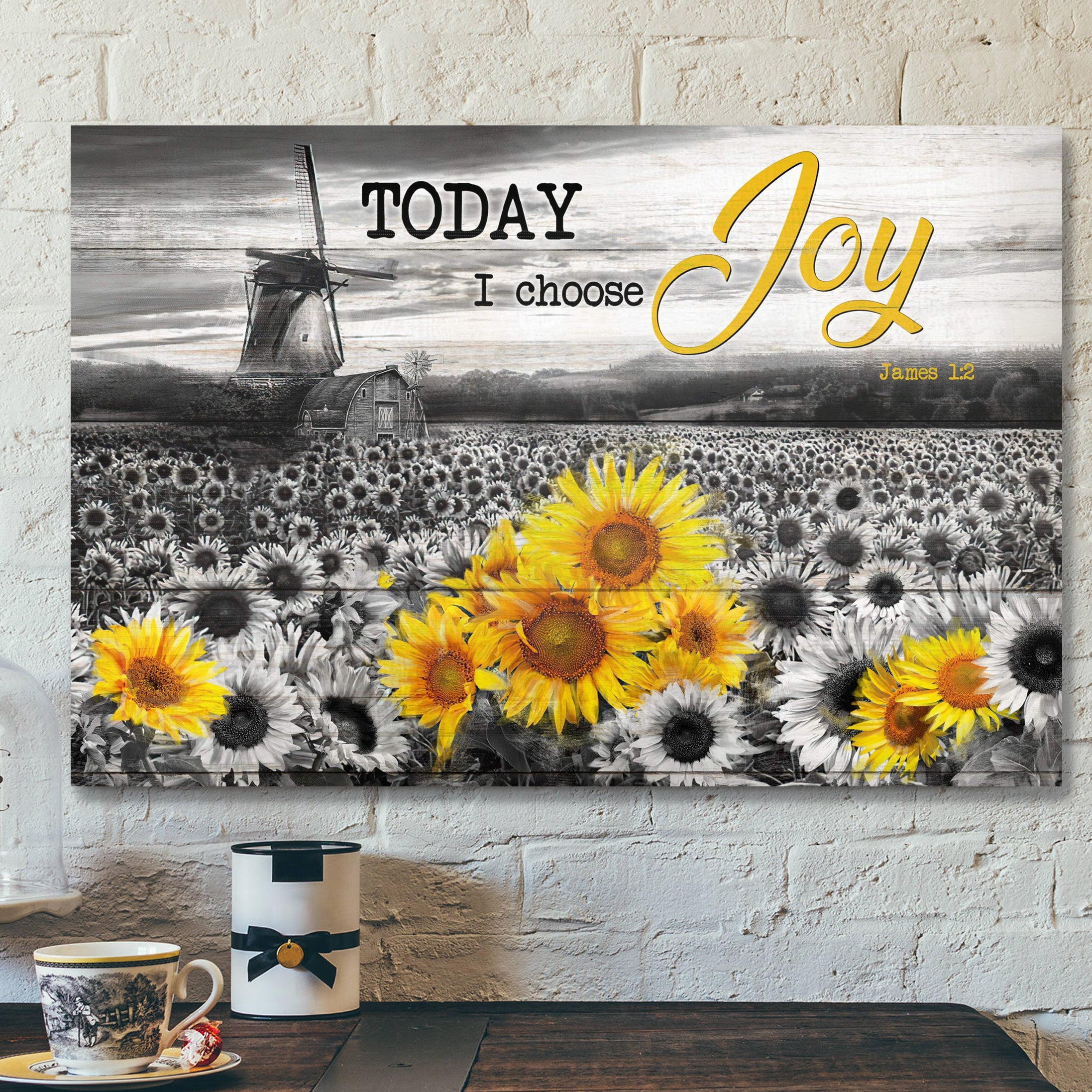 Color Pop Sunflower – Today I Choose Joy Canvas Wall Art – Bible Verse Canvas – Scripture Canvas Wall Art