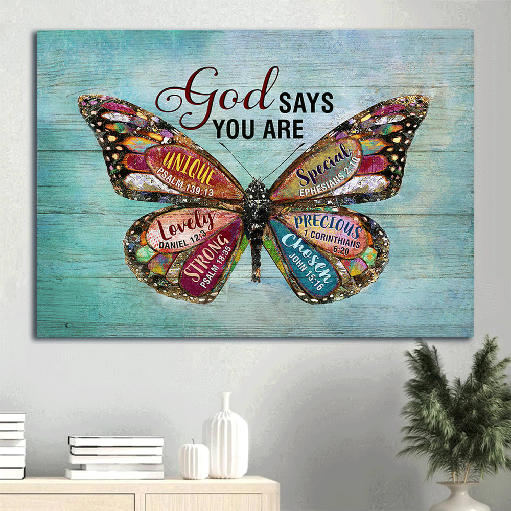 Colorful Butterfly Light Blue Background Blue Sky God Says You Are Canvas Wall Art – Christian Wall Decor