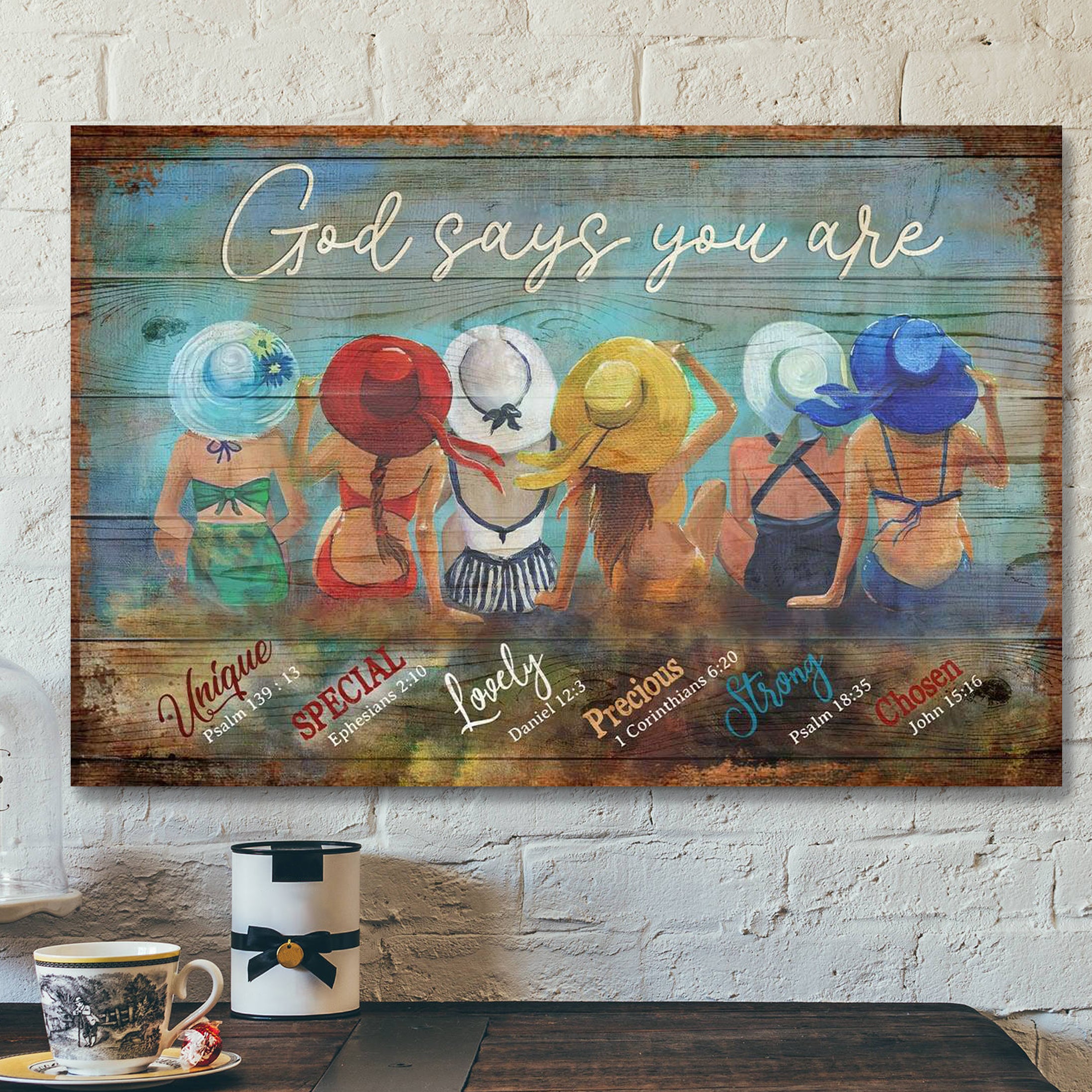 Colorful Girls – God Says You Are Canvas Wall Art – Bible Verse Canvas – Scripture Canvas Wall Art