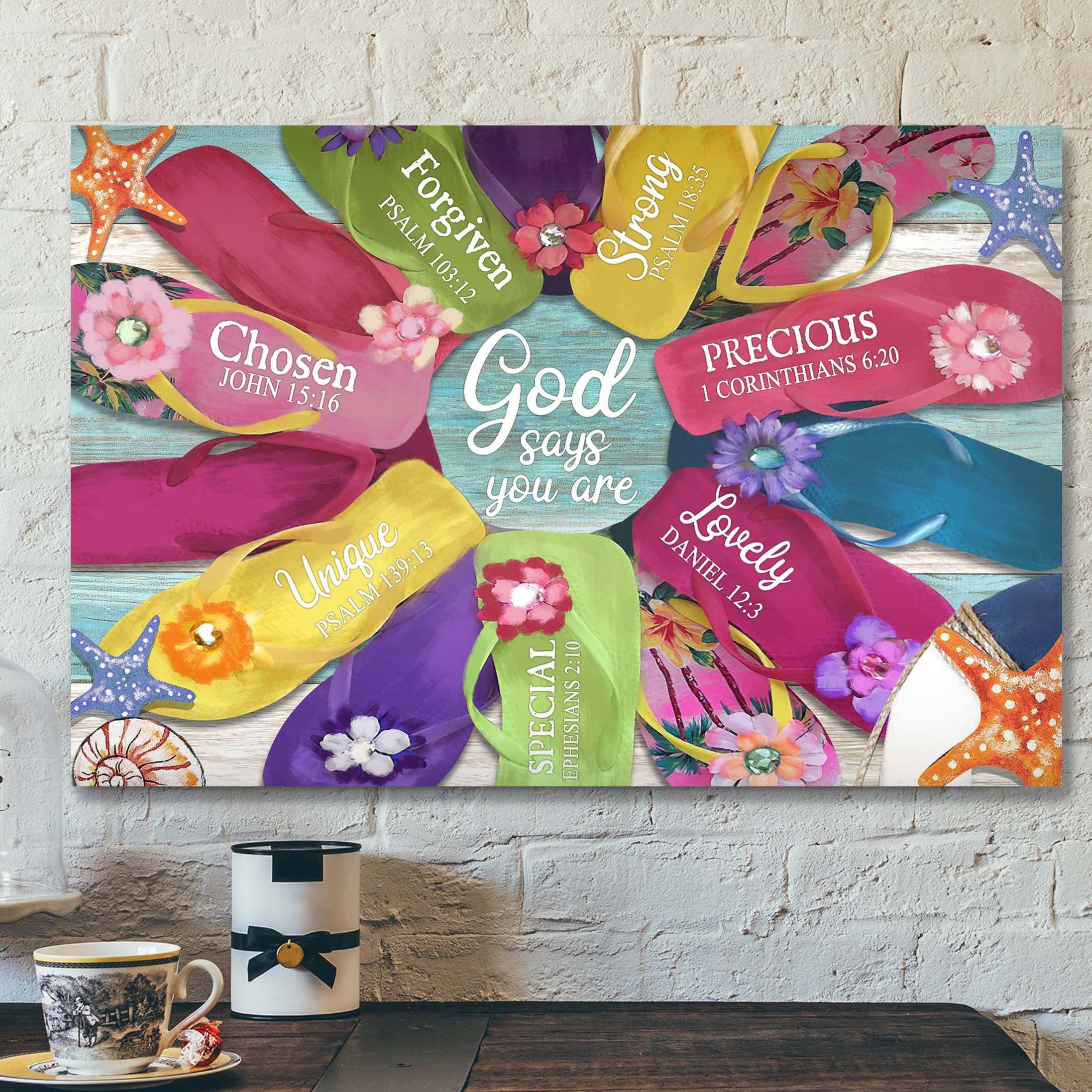 Colorful Summer – God Says You Are Canvas Wall Art – Bible Verse Canvas – Scripture Canvas Wall Art