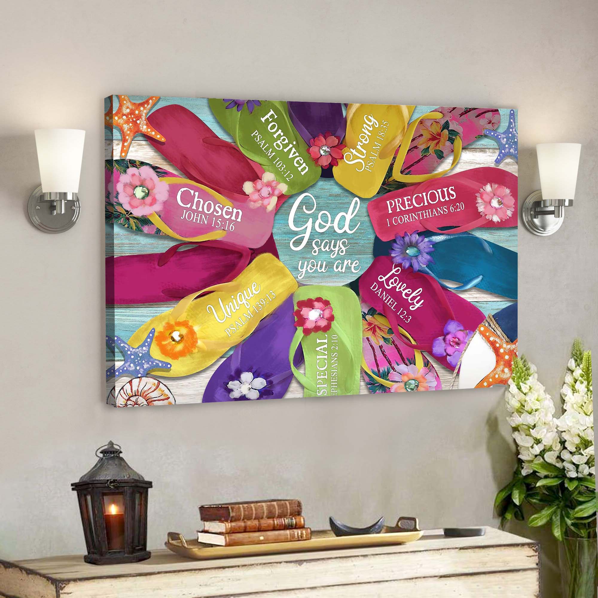 Colorful Summer – God Says You Are Canvas Wall Art – Bible Verse Canvas – Scripture Canvas Wall Art