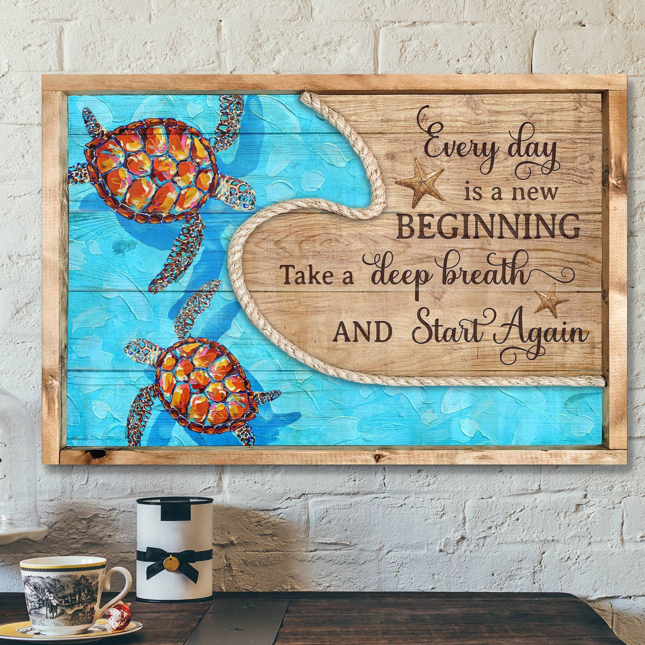 Colorful Turtle Pattern – Everyday Is New Beginning – Bible Verse Canvas – Scripture Canvas Wall Art