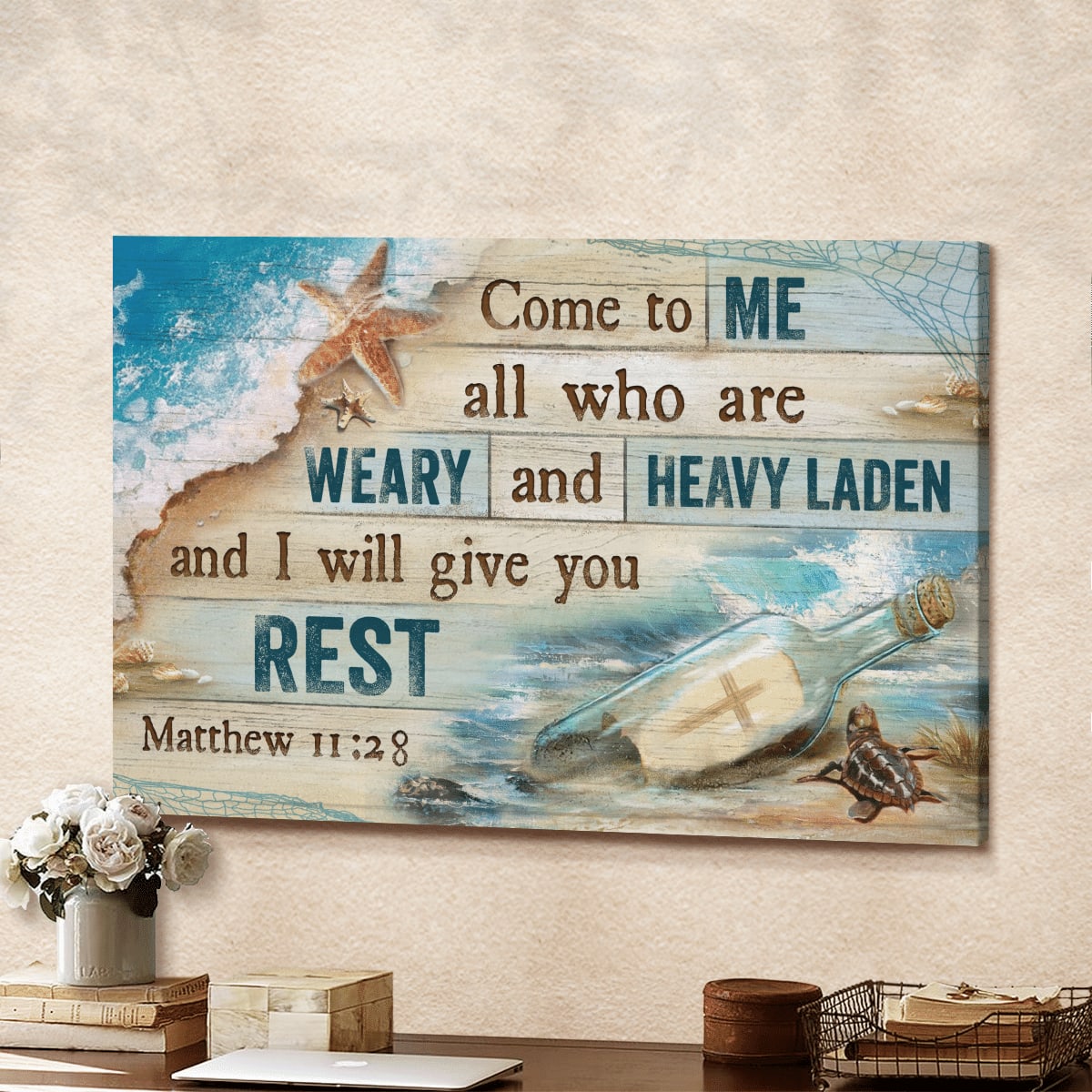 Come To Me All Who Are Weary And Heavy Laden And I Will Give You Rest God Canvas, Christian Wall Art