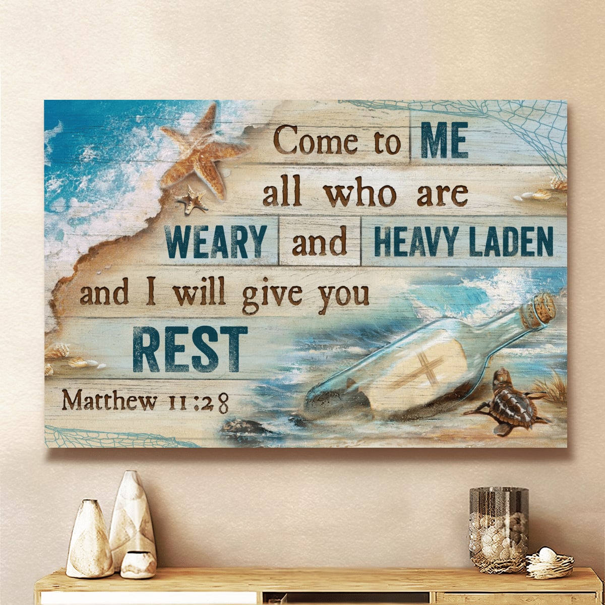 Come To Me All Who Are Weary And Heavy Laden And I Will Give You Rest God Canvas, Christian Wall Art