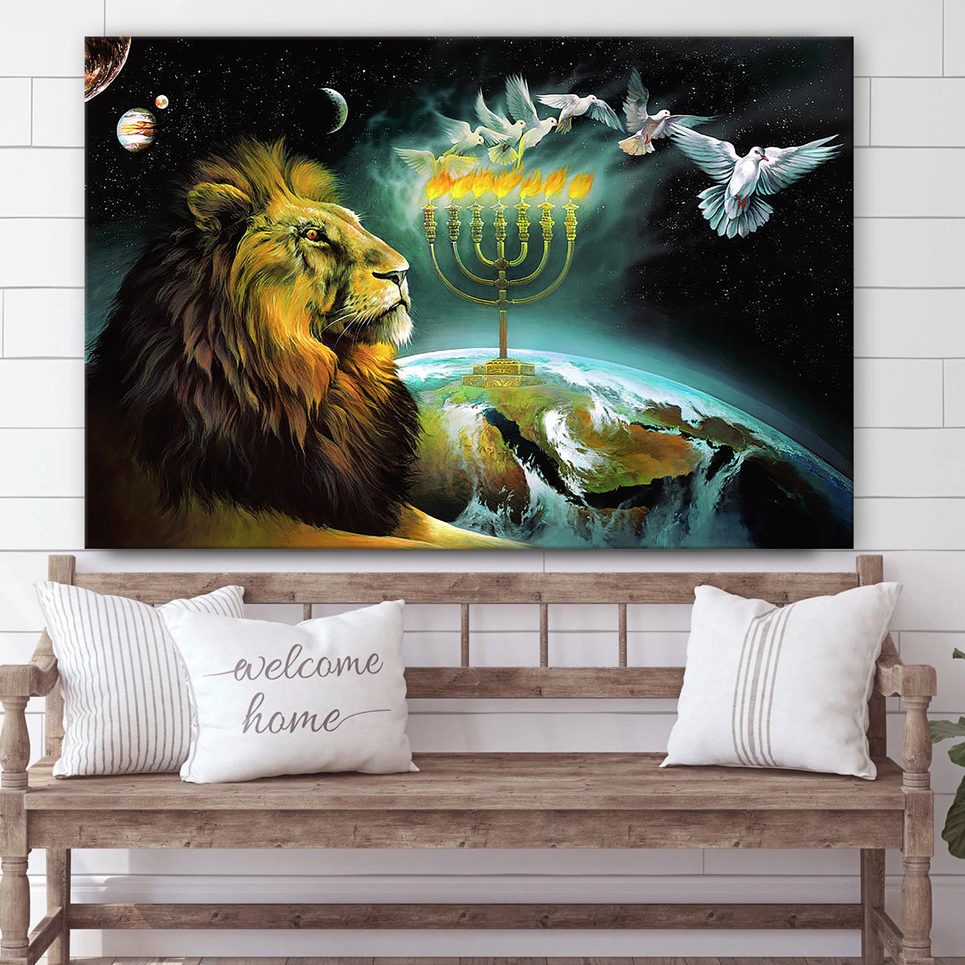 Covenant Keeper Lion Of Judah Silk Flag Canvas Pictures – Jesus Canvas Pictures – Christian Wall Art