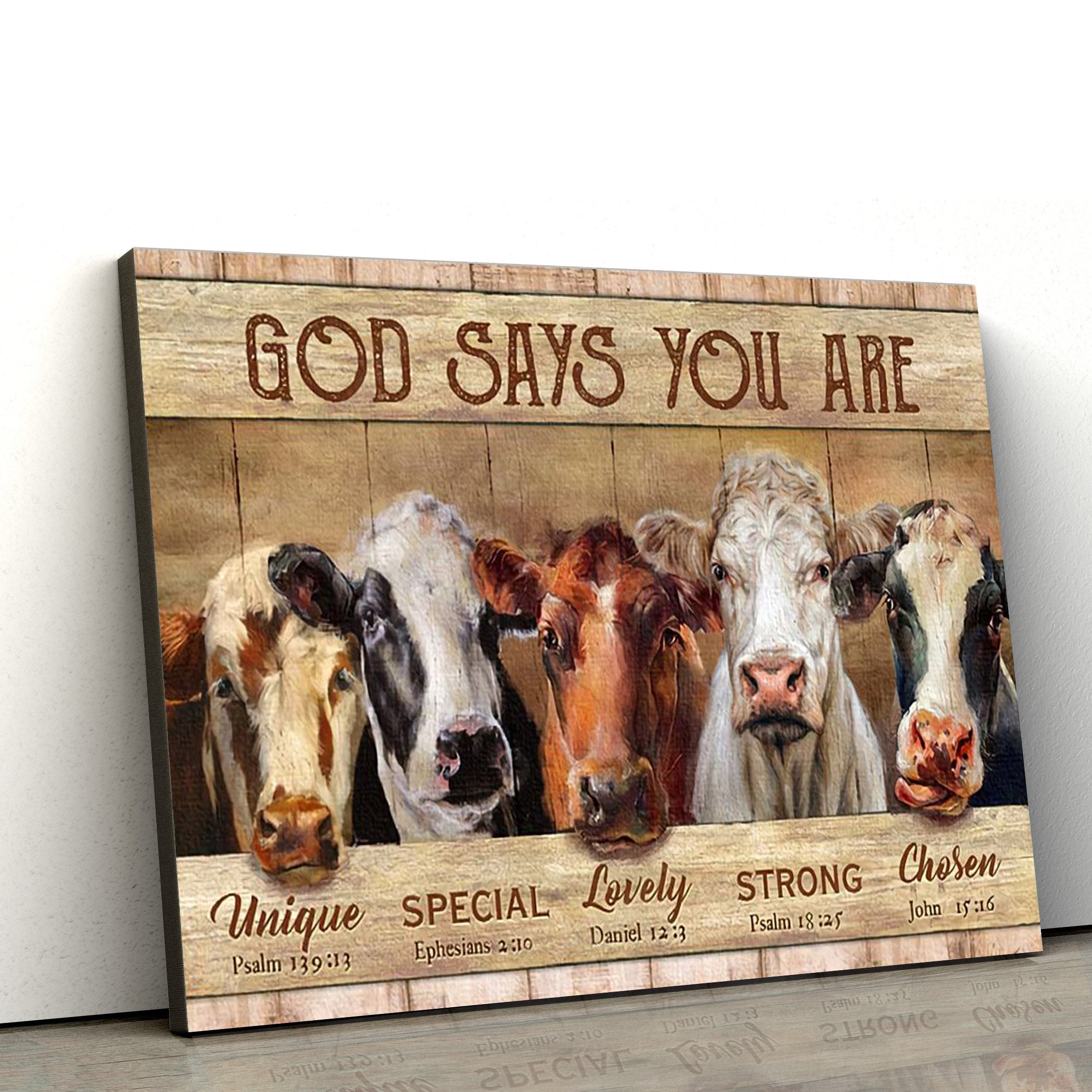 Cow God Say You Are Canvas Wall Art – Christian Canvas Wall Decor – Bible Verse Wall Art Canvas – Farmer Gift