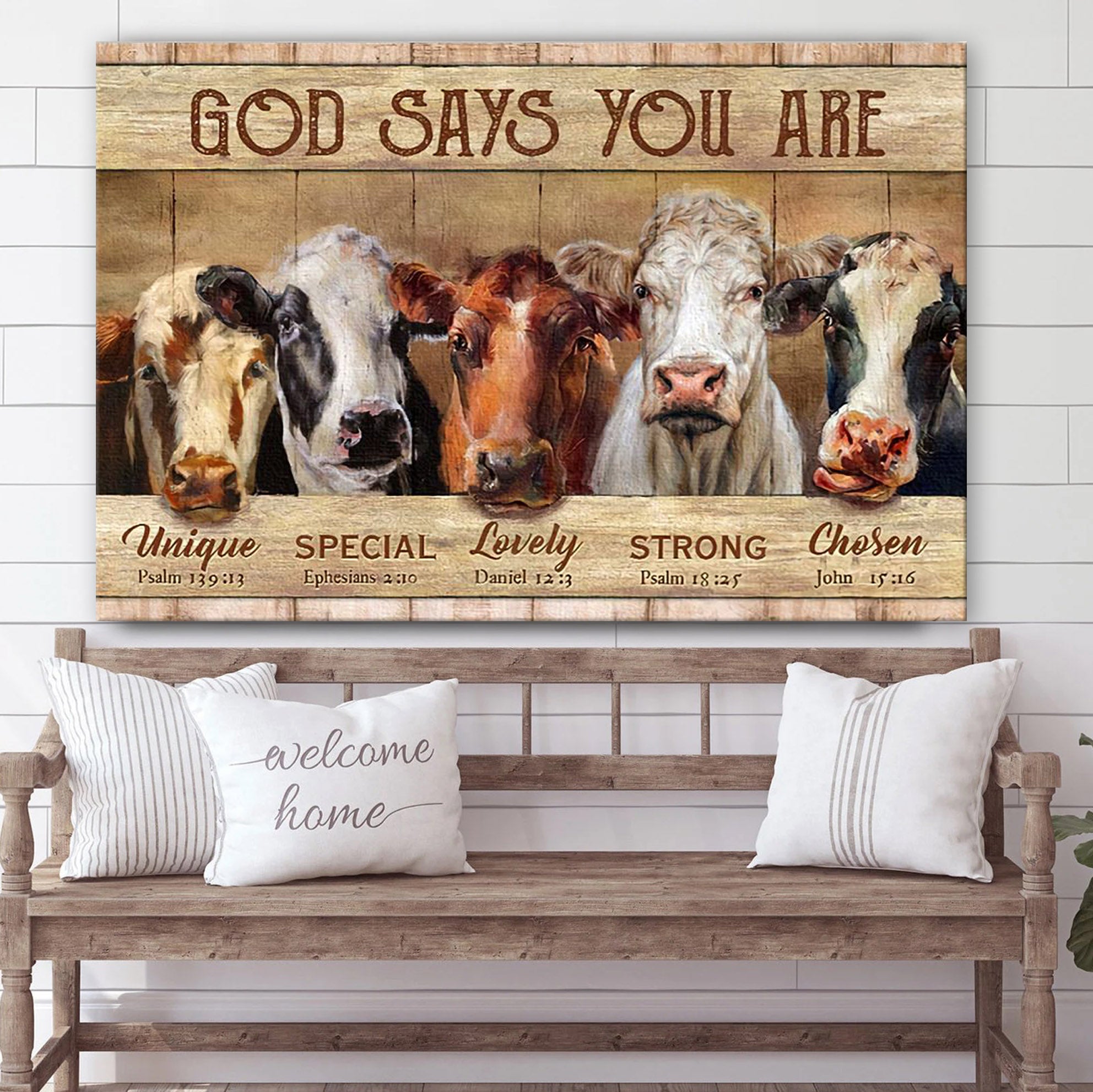 Cow God Say You Are Canvas Wall Art – Christian Canvas Wall Decor – Bible Verse Wall Art Canvas – Farmer Gift