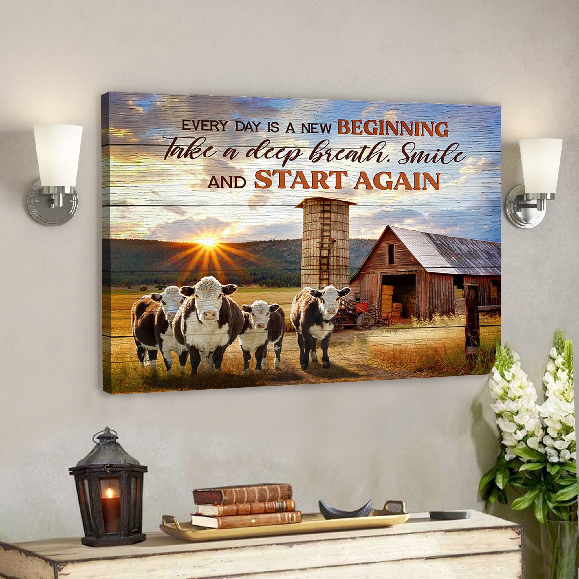 Cows – Every Day Is A New Beginning – Bible Verse Canvas – Scripture Canvas Wall Art