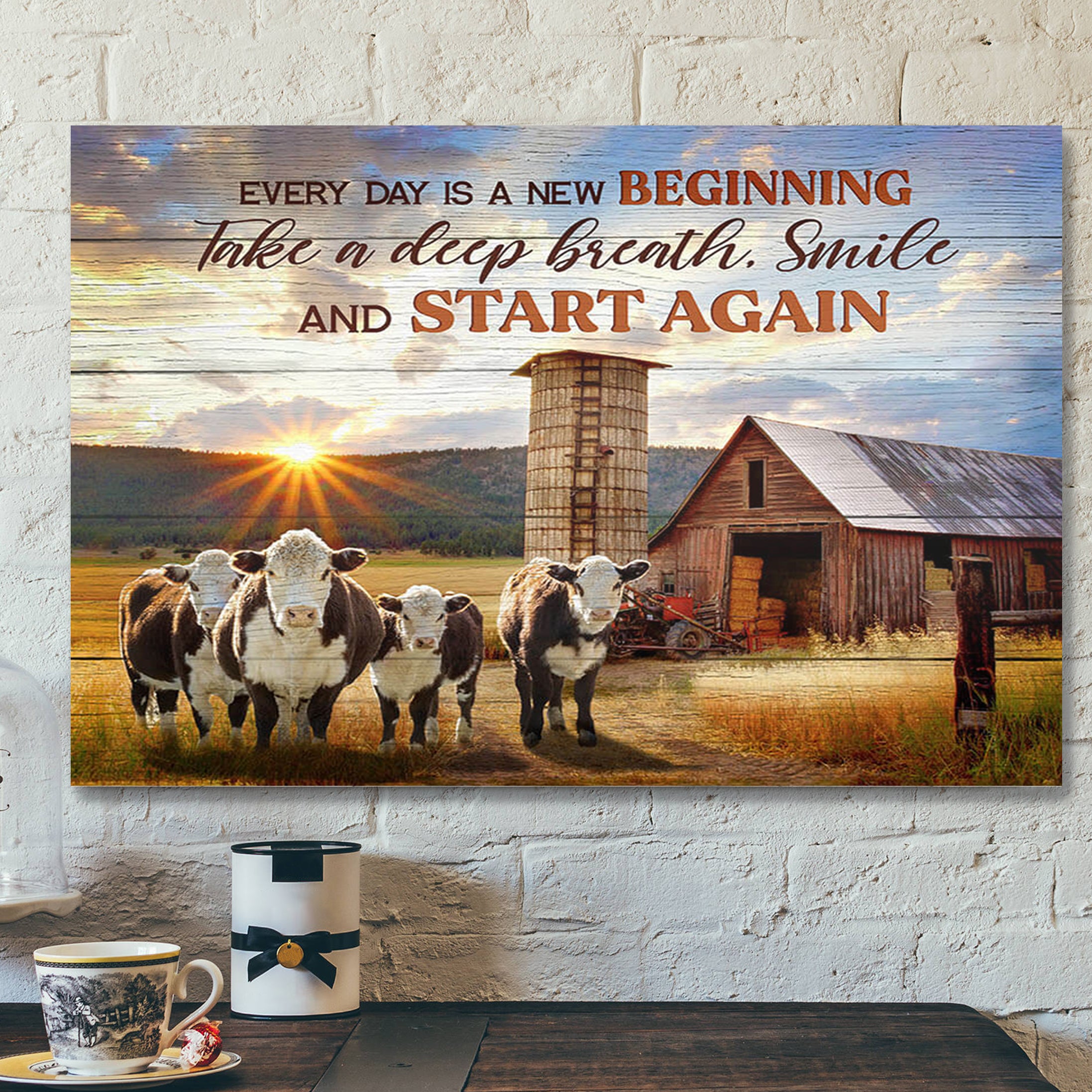 Cows – Every Day Is A New Beginning – Bible Verse Canvas – Scripture Canvas Wall Art