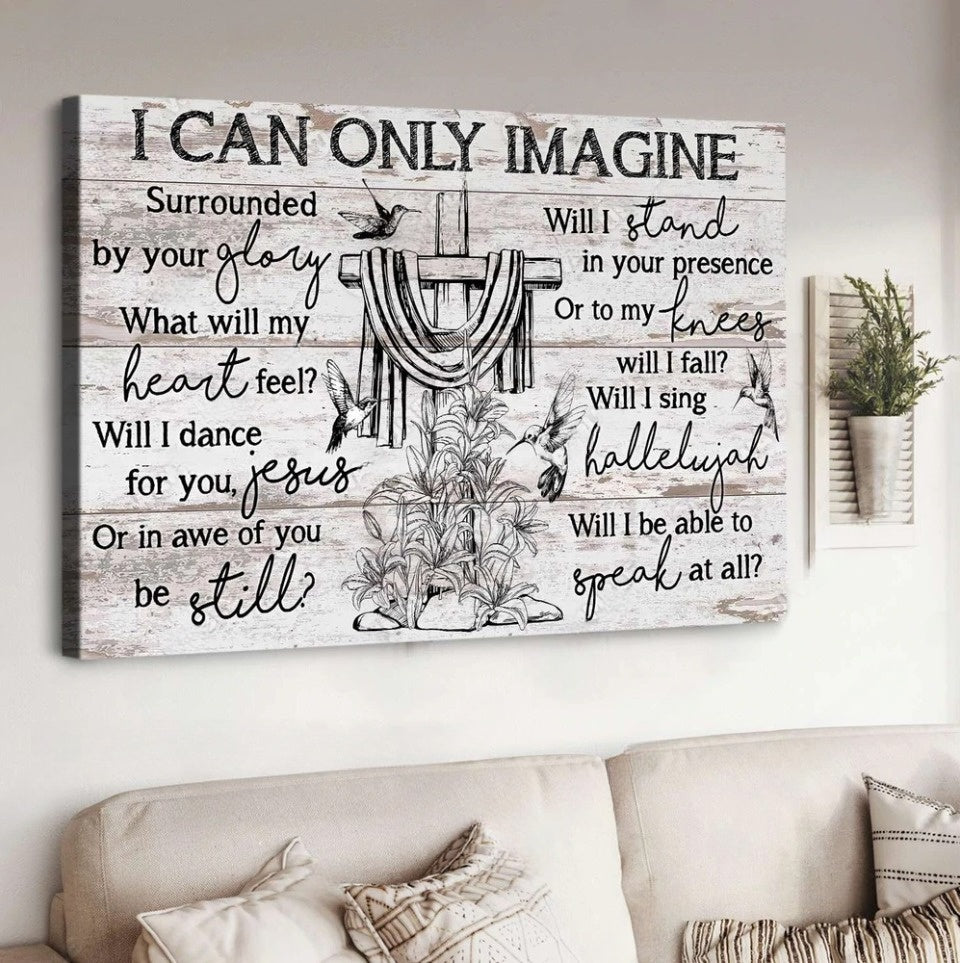 Cross Black And White Drawing I Can Only Imagine Canvas Wall Art – Christian Poster – Religious Wall Decor